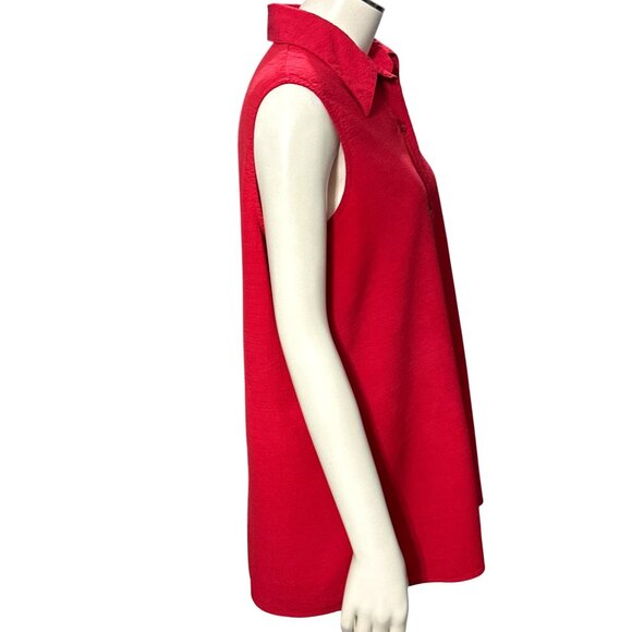 CCC Sleeveless Silhouette Red Button Down Blouse With Collar Size Large - Picture 4 of 6